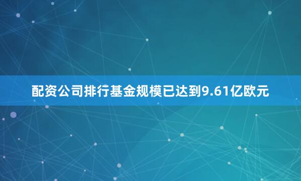 配资公司排行基金规模已达到9.61亿欧元
